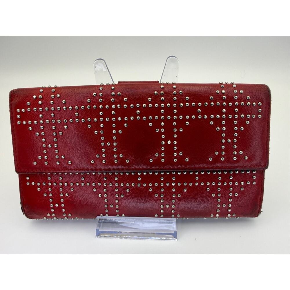 Dior Red Studded Leather long wallet